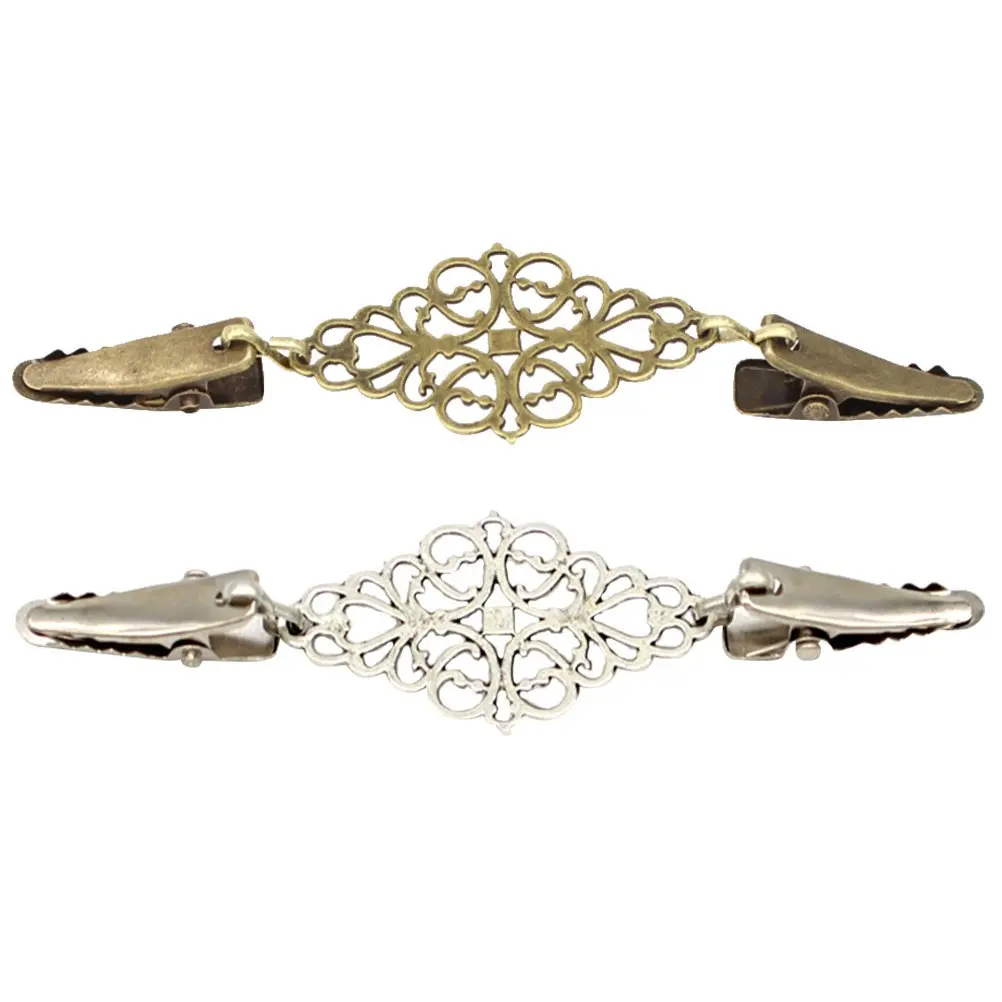 2개입 청동 은합금 오리 모양 클립 스웨터 링크 버클 가디건 칼라 클립 숄 드레스 스카프 모자 액세서리 유니크