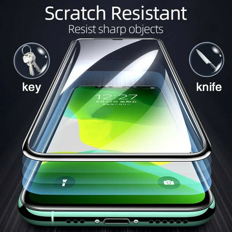 2Pcs 3D 에어백 범퍼 가장자리 iPhone 16 15 14 13 12 미니 11 Pro XR X XS MAX 7 8 Plus SE 화면 보호기 용 전체 9H 강화 유리