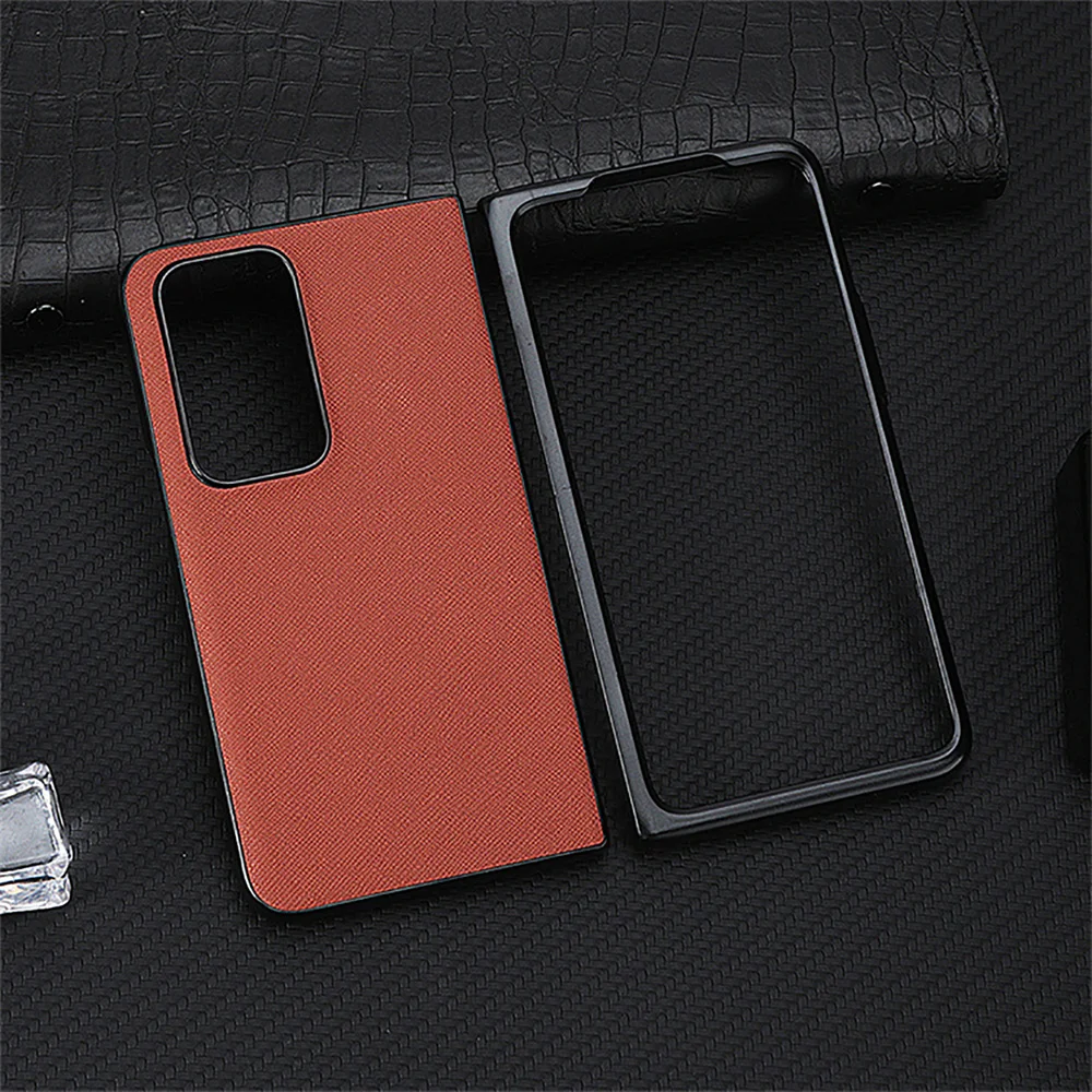 Soft Leather Phone Case Cross Pattern Flip Cove Findn Phone Shell For Oppo Find N Ultra Thin Case Plain Color