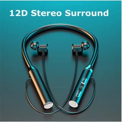 Premium Magnetic Bluetooth Wireless Neckband Earbuds with HiFi Sound & Built - in Mic (Black)