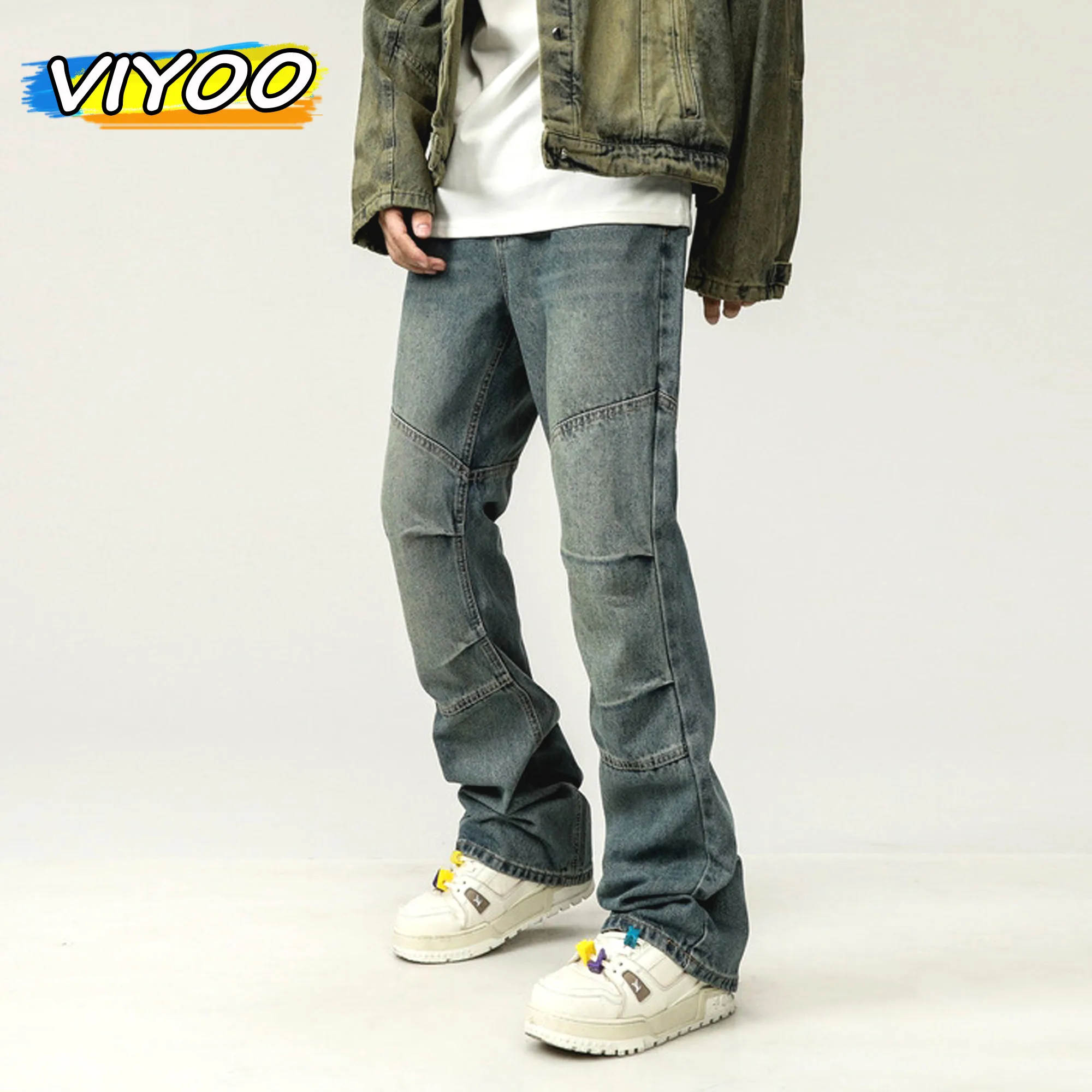 

Men's Y2K Vintage 95% Cotton Techwear Wide Leg Jogger Denim Pants Trousers Baggy Jeans For Men Streetwear Korean Style luxury