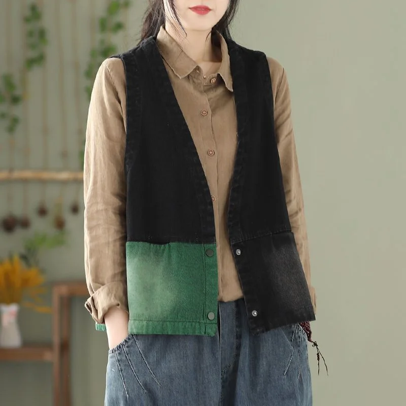 2023 Spring New Retro Art Denim Vest for Women High Grade Loose Relaxed Light and Thin Vest Girl