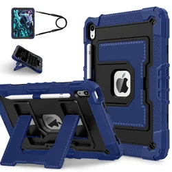 Shockproof Safe PC Silicone Hybrid Stand Tablet Cover - iPad 10th 10.9 inch (Blue black)