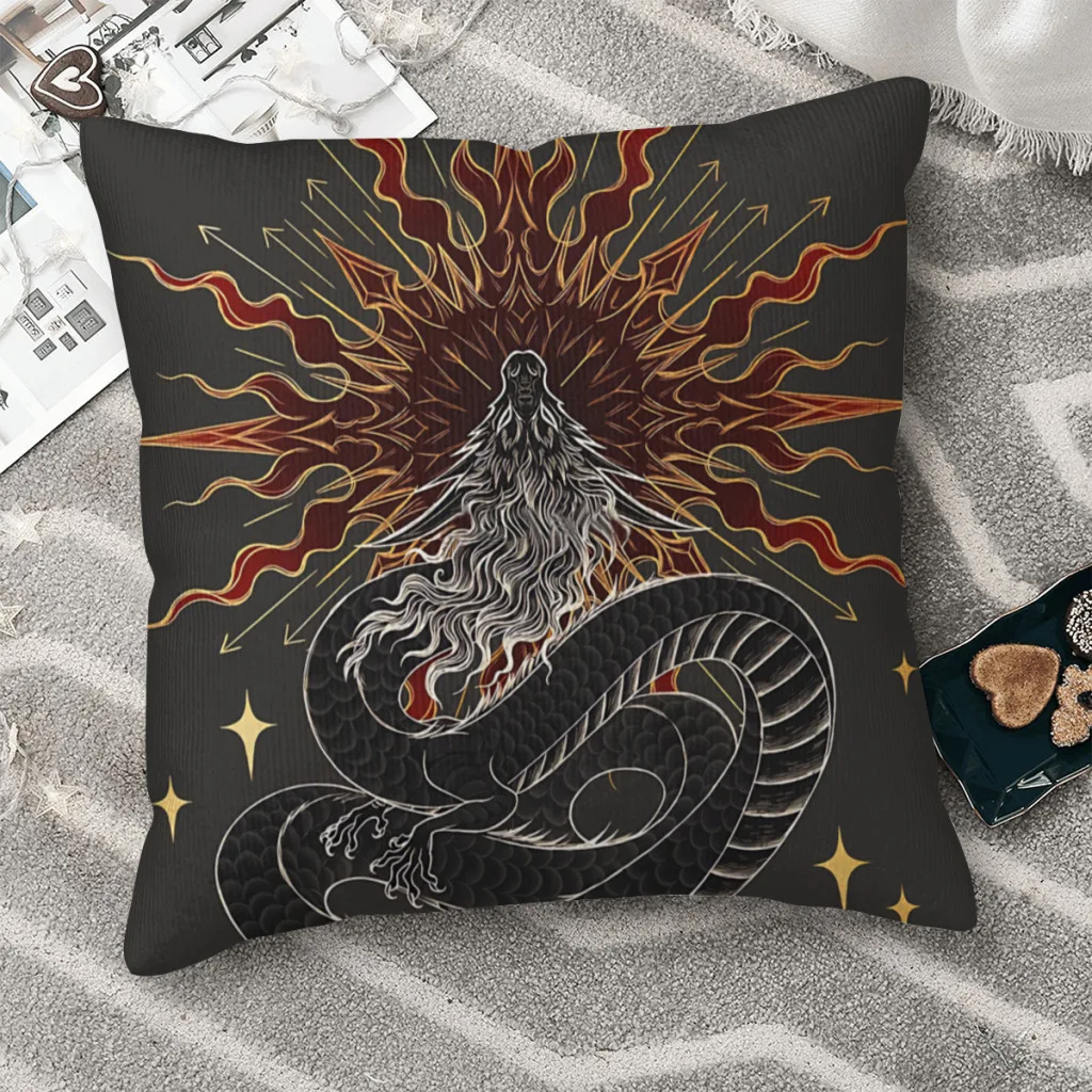 

Solar Dragon Pattern Polyester Cushion Cover For Bedroom Garden Decorative Reusable Pillow Cover