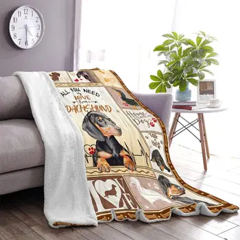 1pc Print Dachshund Weiner Dog Blanket Gifts for Dog Lovers Family Blankets Throw Home Sofa Lunch Break Student Nap Gifts 2