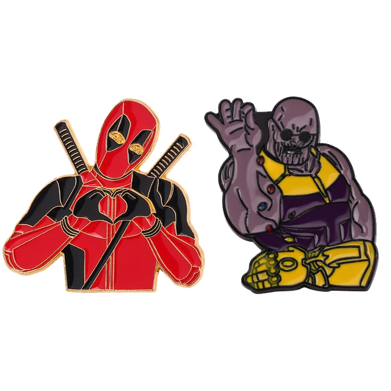 

Marvel Avengers Deadpool Cartoon Anime Decoration Thanos Hat Badge Scarf Brooch Casual Fashion Creative Metal Enamel Pins