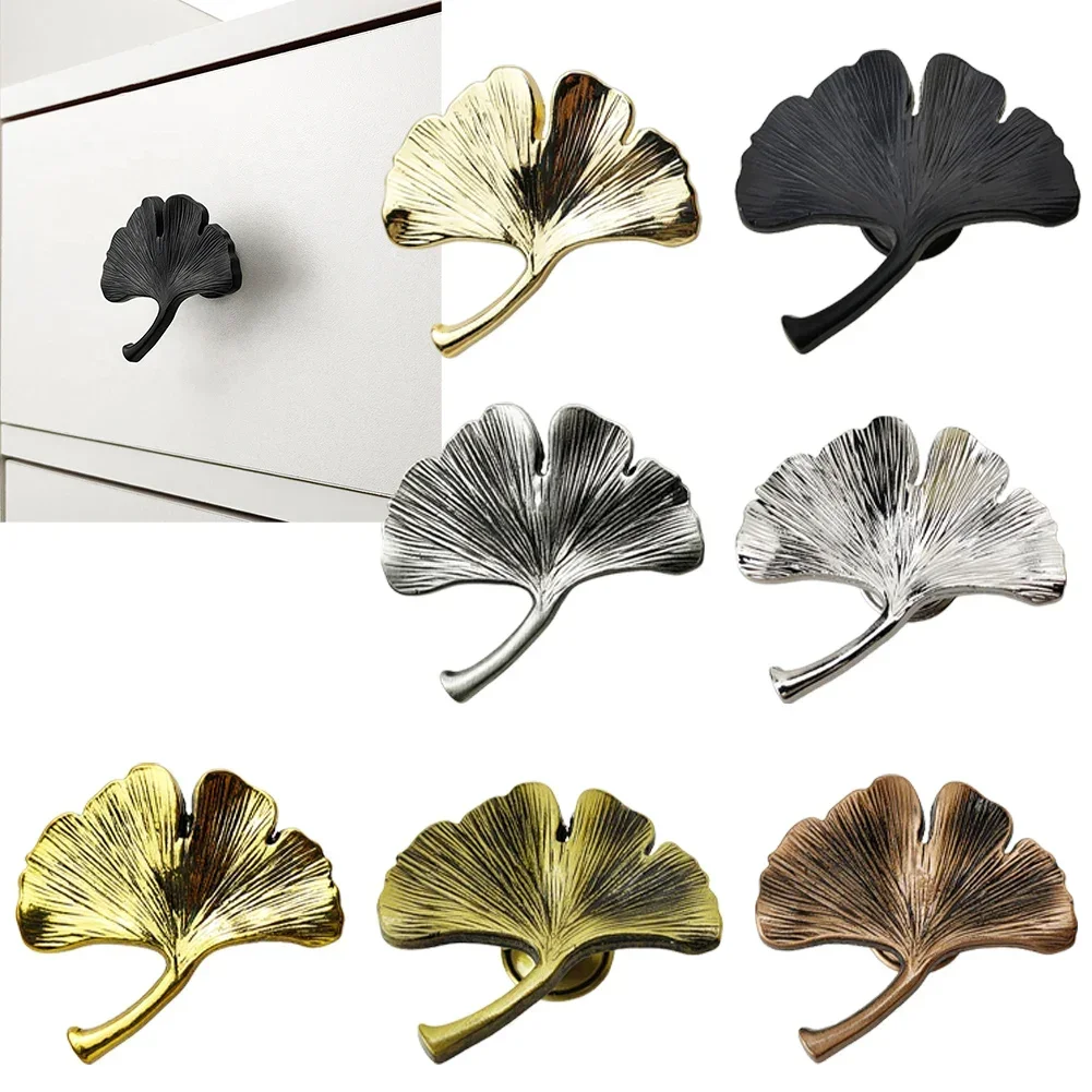 Ginkgo Leaf Zinc Alloy Furniture Handle Door Cabinets Knobs For Children Room Replacement Furniture DIY Door Hardware Furniture Knobs