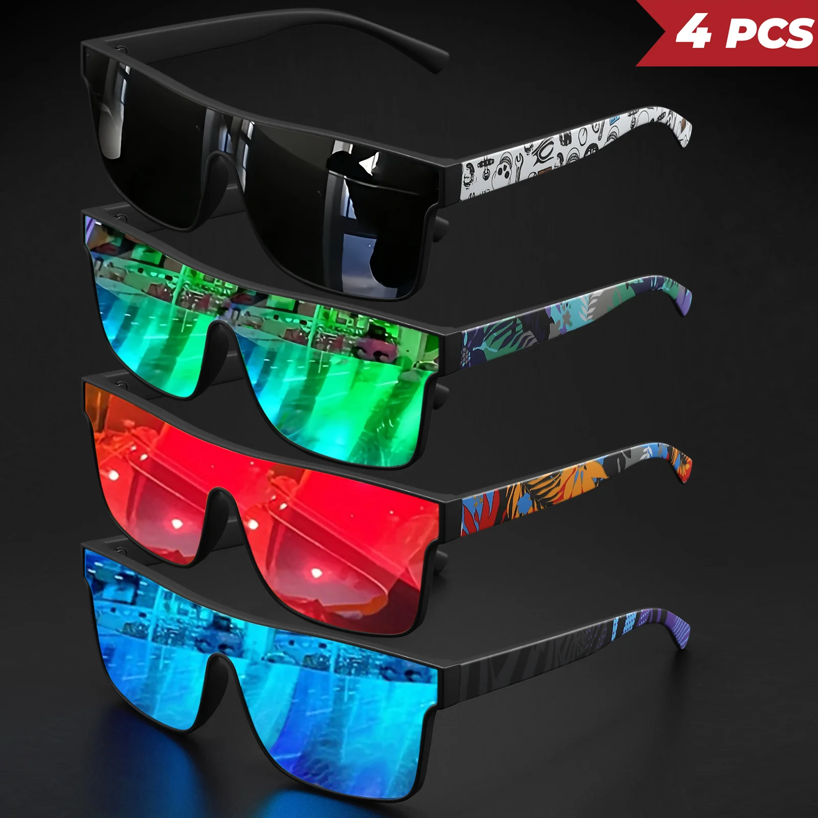 Colorful One-Piece Sports Sunglasses 1
