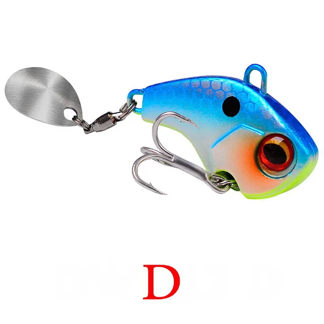 Fishing Lures Wobble Rotating Metal Vib Vibration Bait For Winter Fishing Treble Hook Artificial Hard Baits Spinner Spoon Lure D