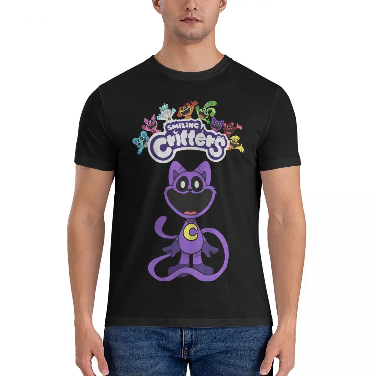 

Мужская футболка Catnap, забавная футболка с улыбающимся животным, футболка с коротким рукавом и круглым вырезом, одежда для взрослых из чистого хлопка