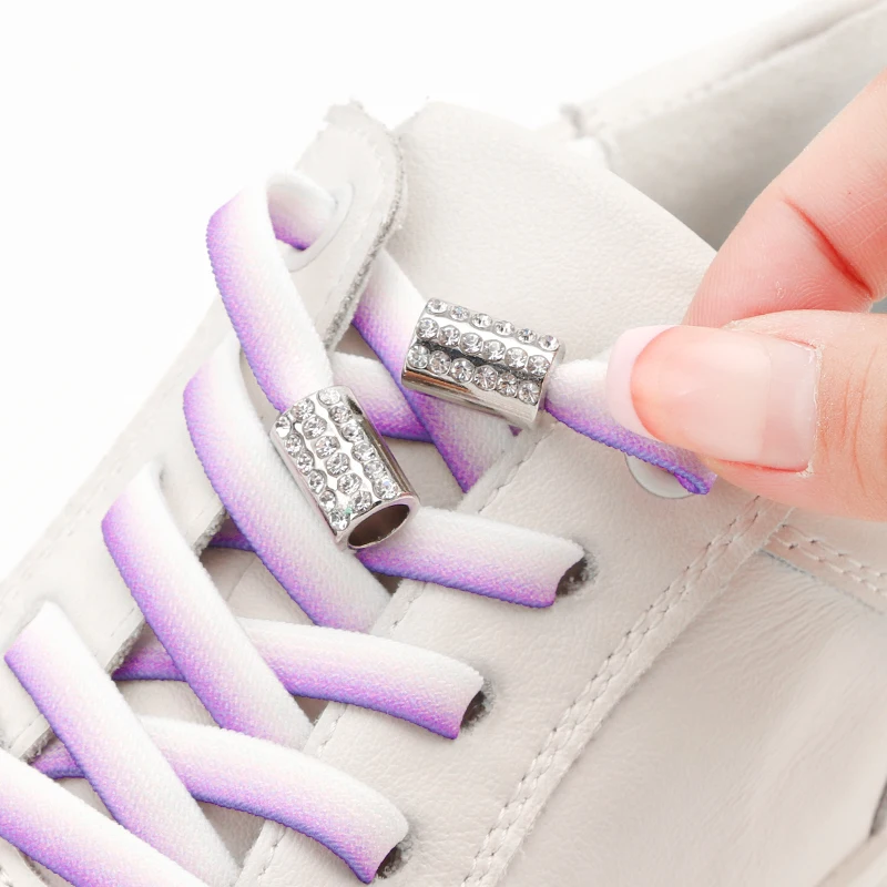 

No Tie Shoelaces For Sneakers Elastic Shoe Laces Diamond Locks 1 Second Quick On Off Lazy Shoes Lace Rubber bands Accessories