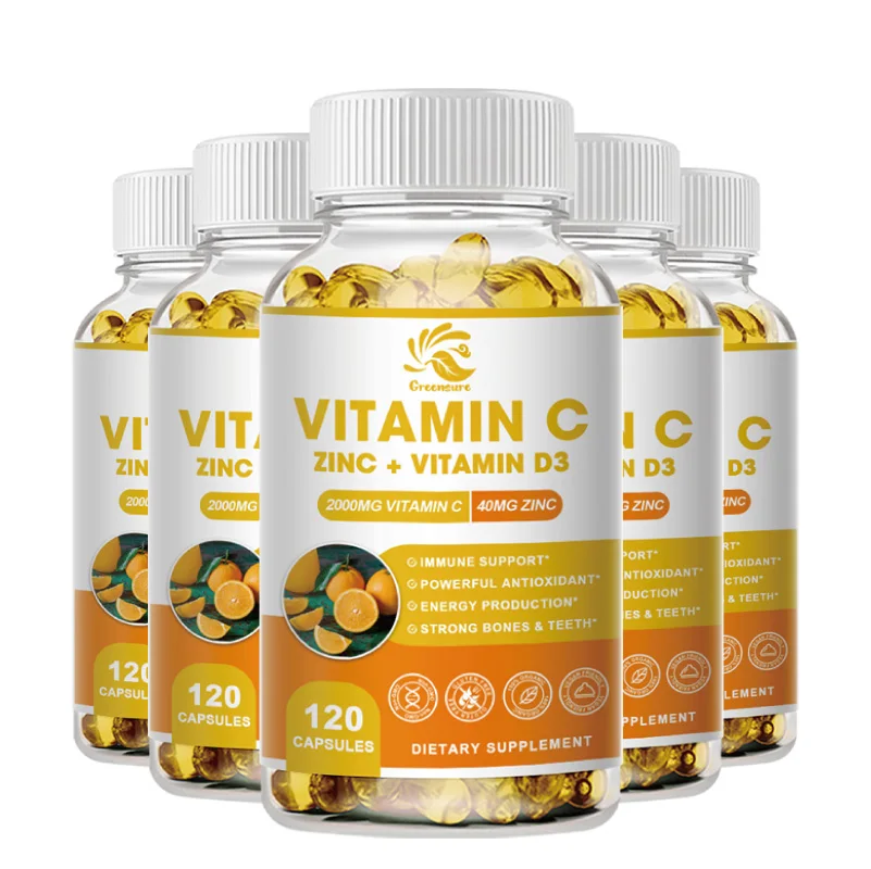 Greensure Immune Support Supplement with Echinacea, Vitamin C and Zinc 40mg, Vitamin D 5000 IU - 60/120 Capsules image_0