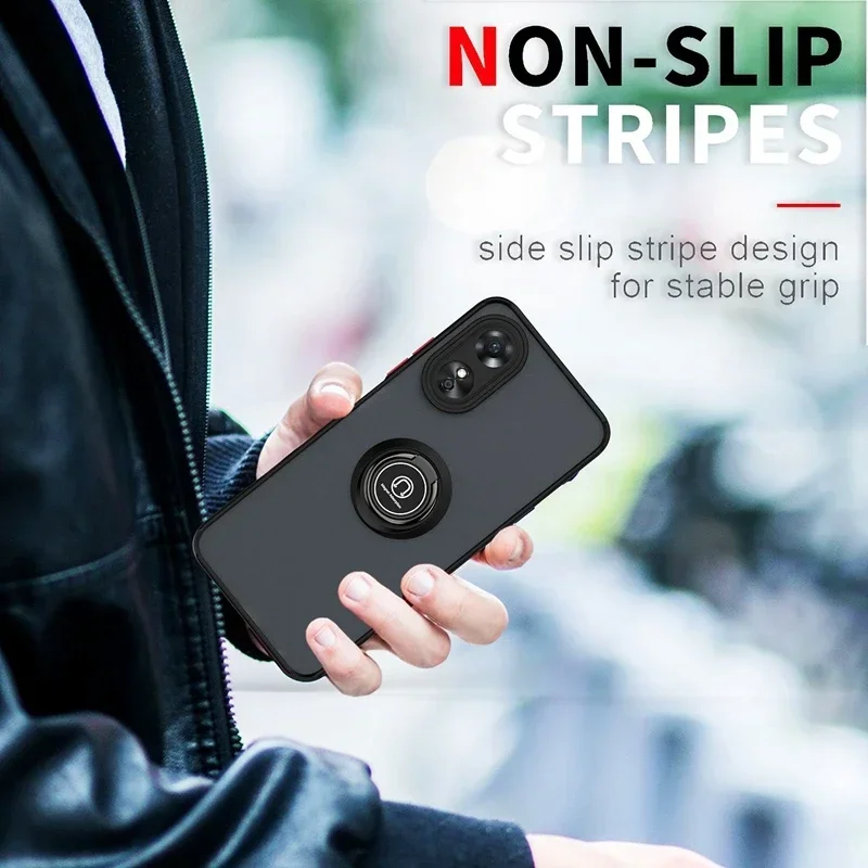 Durable Armor Matte Case with Ring Holder and Magnetic Stand - Shockproof Design
