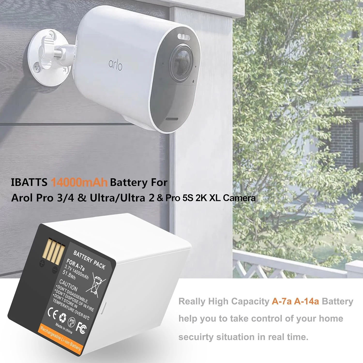 DXT New A-7a Battery for Arlo A7 A14 A-14a Arlo Pro XL Arlo Go