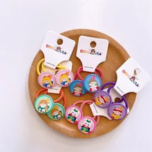 

New Cute Cartoon Girl Paired with Small Rubber Band Baby Color Hand-painted Hair Rope for Children's Fashion Hair Accessories