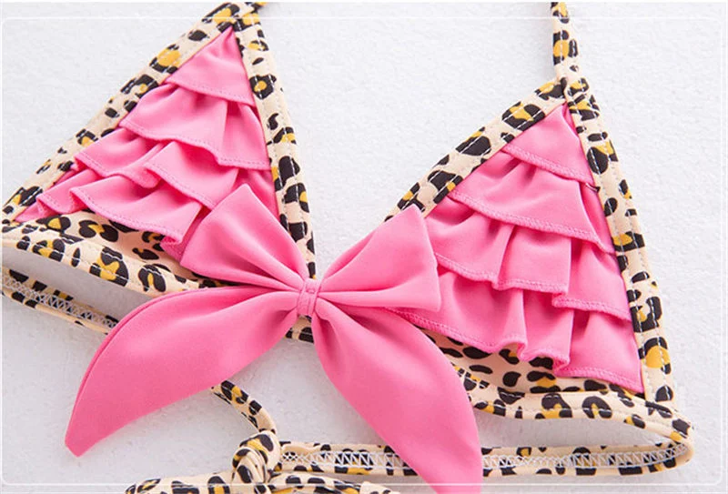 Kids Girls Leopard Swimsuit for Beach