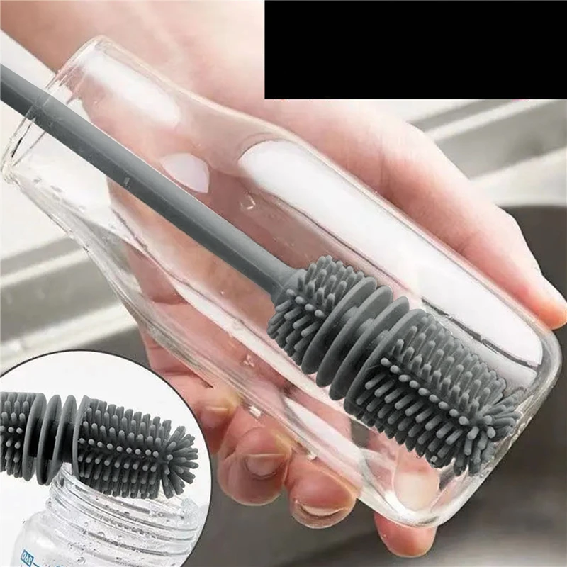 

Silicone Milk Bottle Brush Cup Scrubber Glass Cleaner Kitchen Cleaning Tool Long Handle Drink Bottle Glass Cup Cleaning Brush