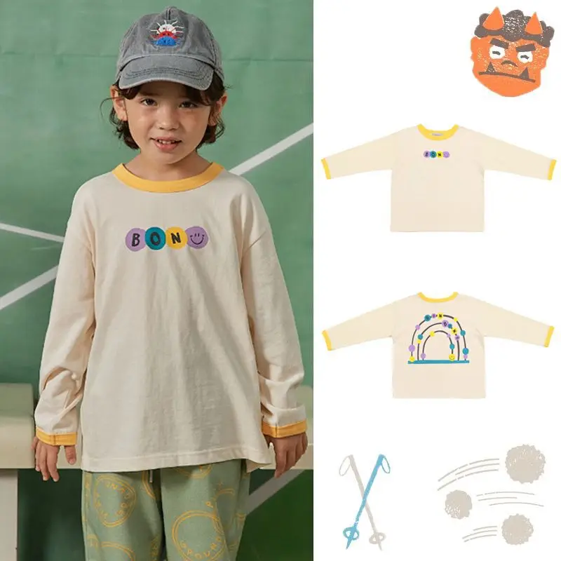 

Jenny&Dave Spot 2023 Autumn New Product Children's Casual Shirt Small Children's Cartoon Letter Printing Loose Contrast Long Sle