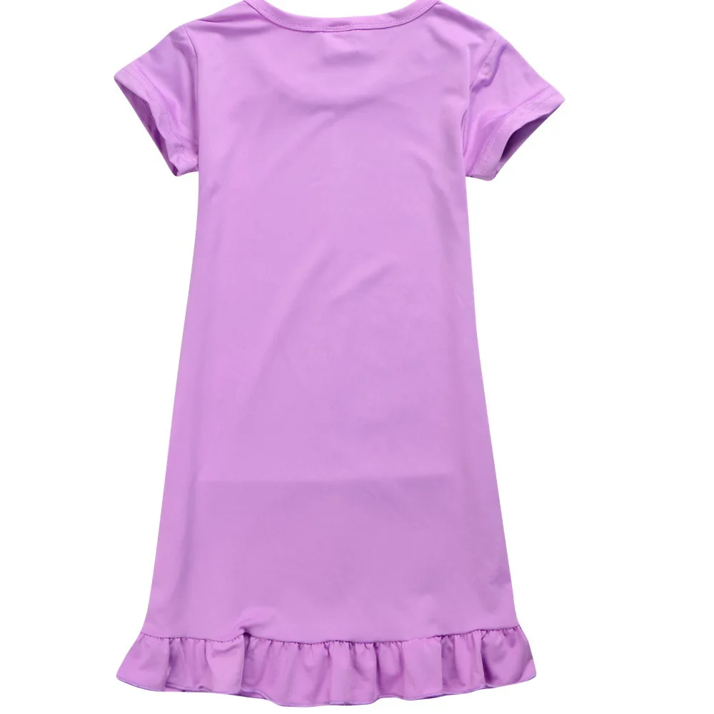 Kids Short Sleeve Cartoon Nightdress A FOR ADLEY Dress Baby Girls Princess Nightgown Children Knitted Pajama Sleepwe