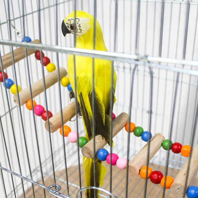 L Size 10 Ladder Pet Birds Swing Wooden Bridge Ladder Climb Cockatiel Parakeet Budgie Parrot Toy
