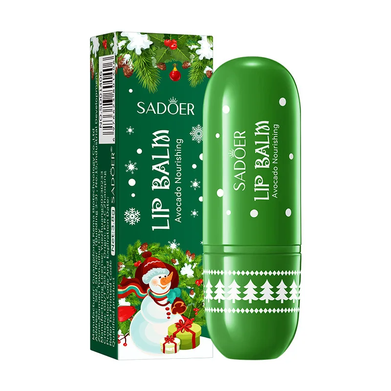 SADOER Christmas Honey Lip Balm Cherry Avocado Brightening Lips Balm Moisturizing Anti Cracking Hydrating Repair Lipstick