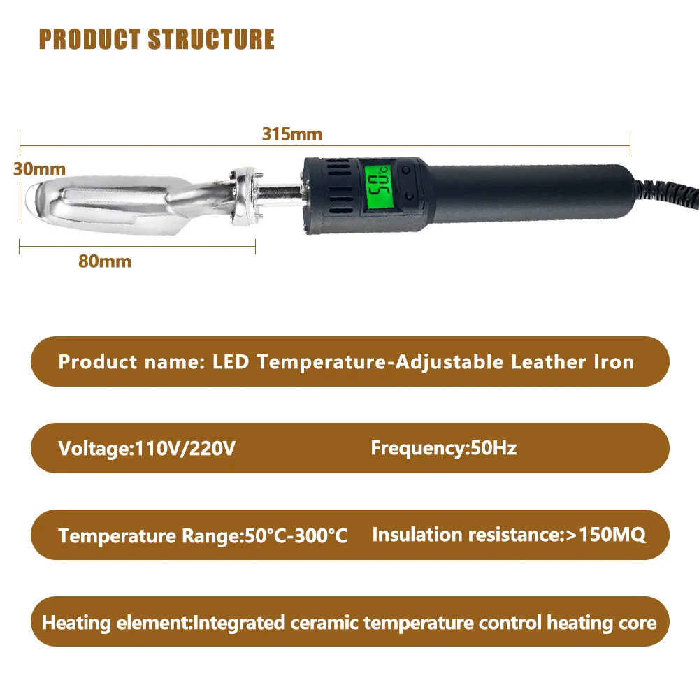 Hot Portable Mini Iron Adjustable Temperature Electric Soldering Ironing Machine For Leather Clothes & Shoes With High Temp Tabe