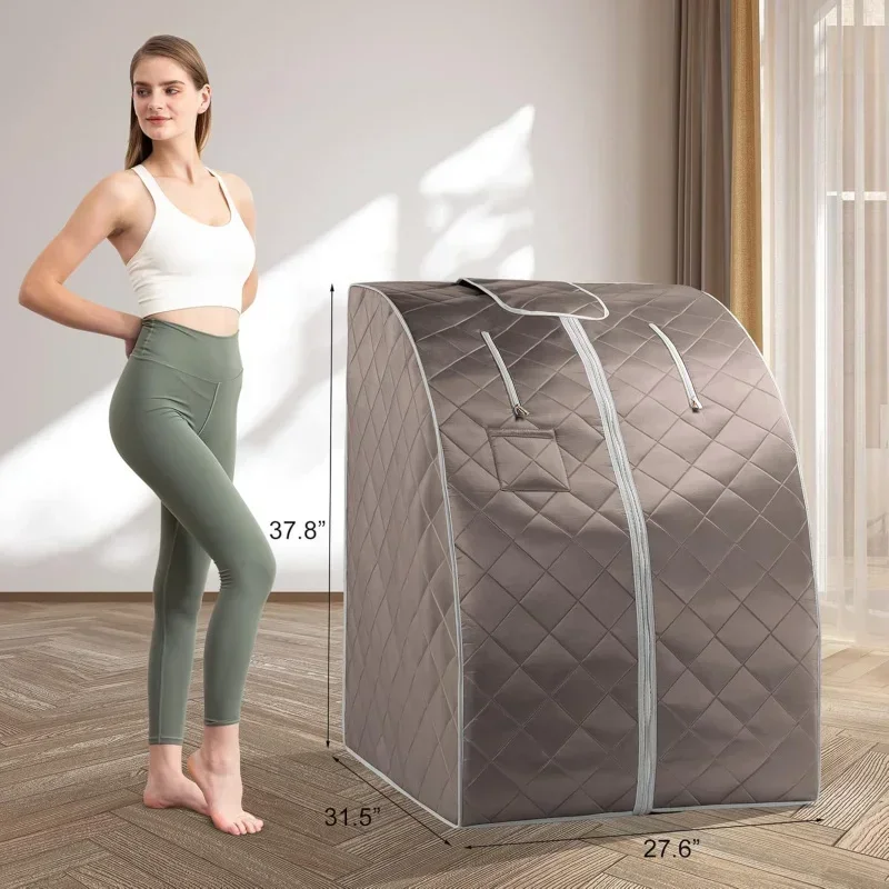 Portable Far Infrared Sauna Full Body Sauna Tent with Heating Foot Pad & Folding Chair for Relaxation & Detox 3