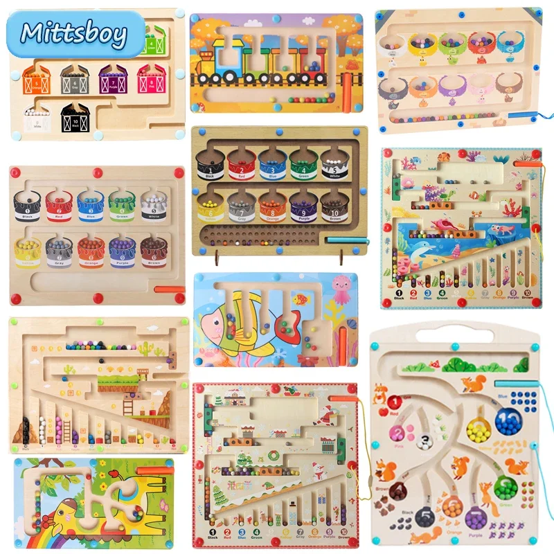 

Деревянные игрушки Монтессори, магнитные игры для сортировки, лабиринт, доска для обучения, классификация по цвету, классификация мусора, обучающие игрушки для подарка