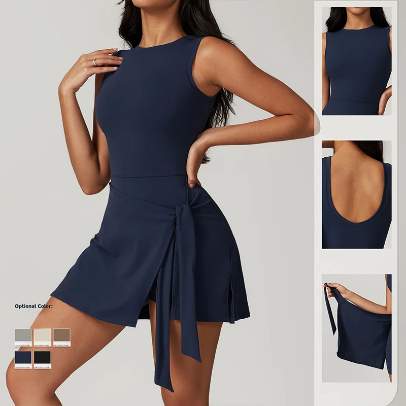 Women's Tracksuit Yoga Set Yoga Jumpsuits One Piece Workout Skirt Tennis Golf Dress Sportswear Gym Set Workout Clothes Romper