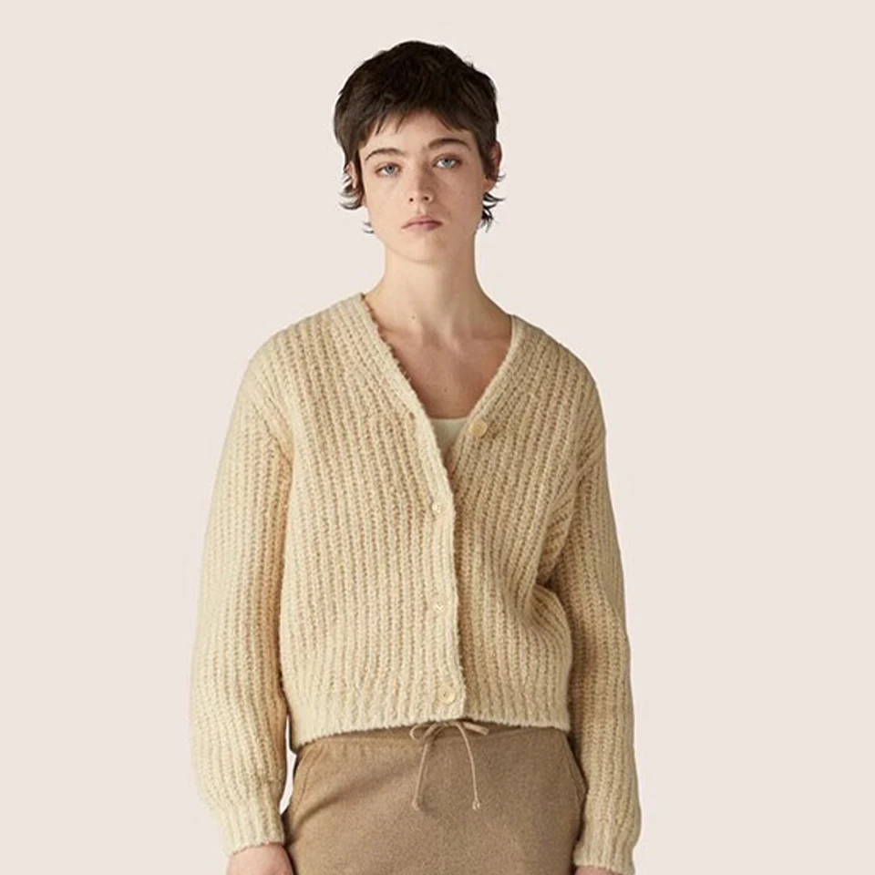 NIGO LP Autumn And Winter Women's V-Neck Retro Solid Color Cashmere Knitted Single-Breasted Cardigan Loose Jacket #nigo61154 4