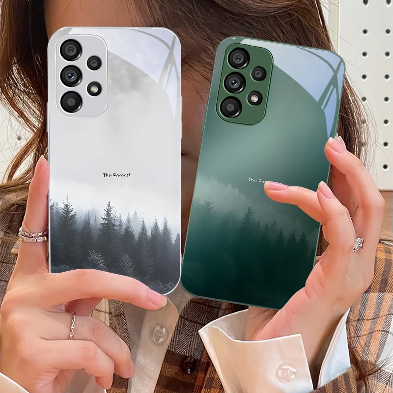 Misty Forest Black Tempered Glass Phone Case