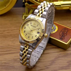 REGINALD Top Brand Luxury Dress Women's Watches Gold Face 316L Stainless Steel Band Auto Date Quartz Wristwatches Lady Watch