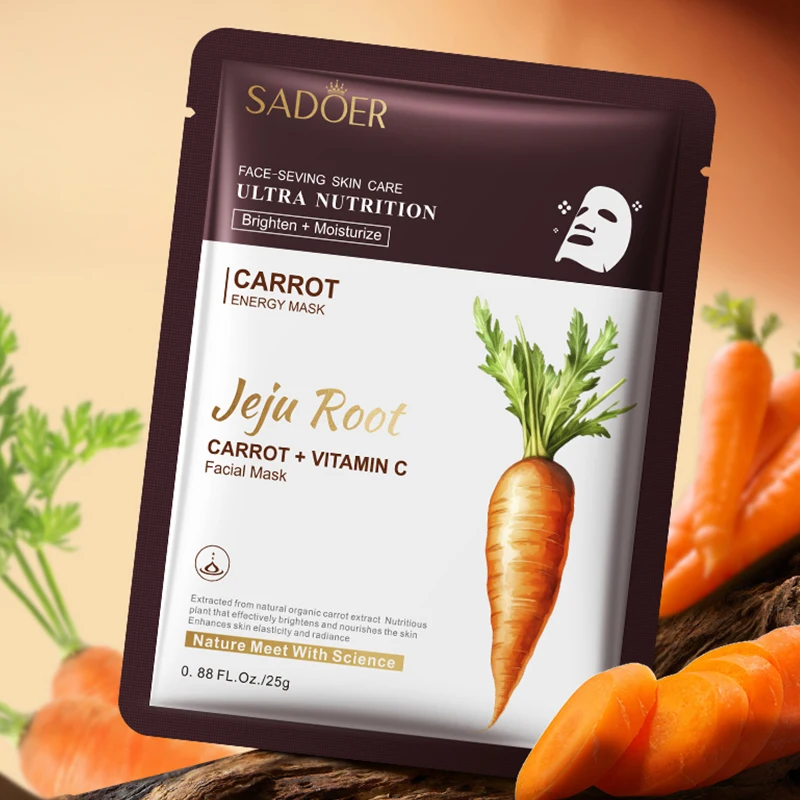 SADOER Carrot Vitamin C Face Mask Whitening Facial Masks Moisturizing Anti-aging Anti Wrinkles Face Sheet Mask Skin Care