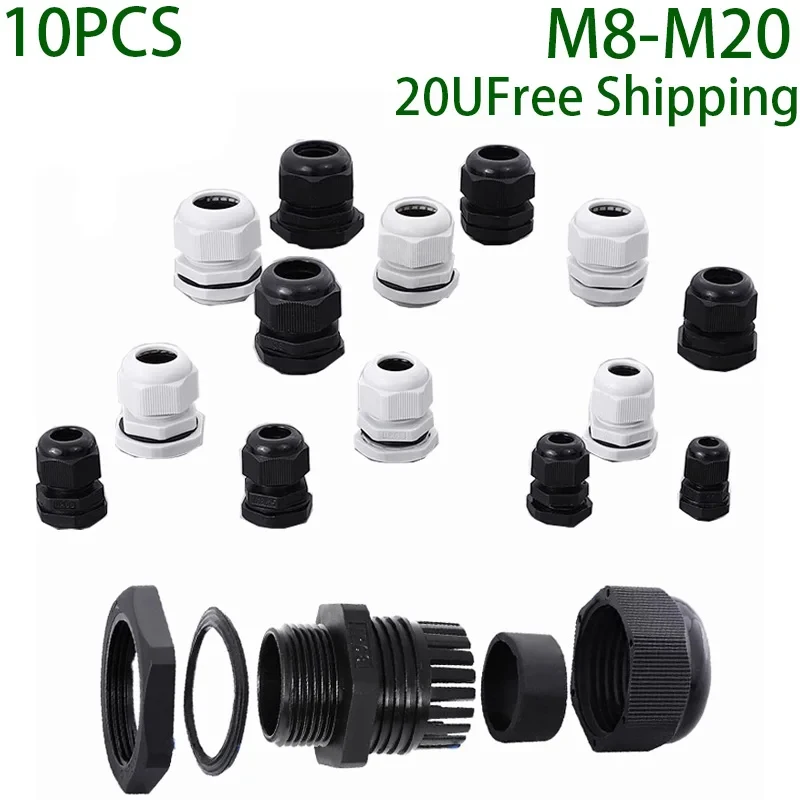 Description Picture 3 of item10/5pcs Waterproof Cable Gland Connector IP68 White Black Nylon Plastic Metric Cable M20 M22 M24 M25 for 10-16mm Cable