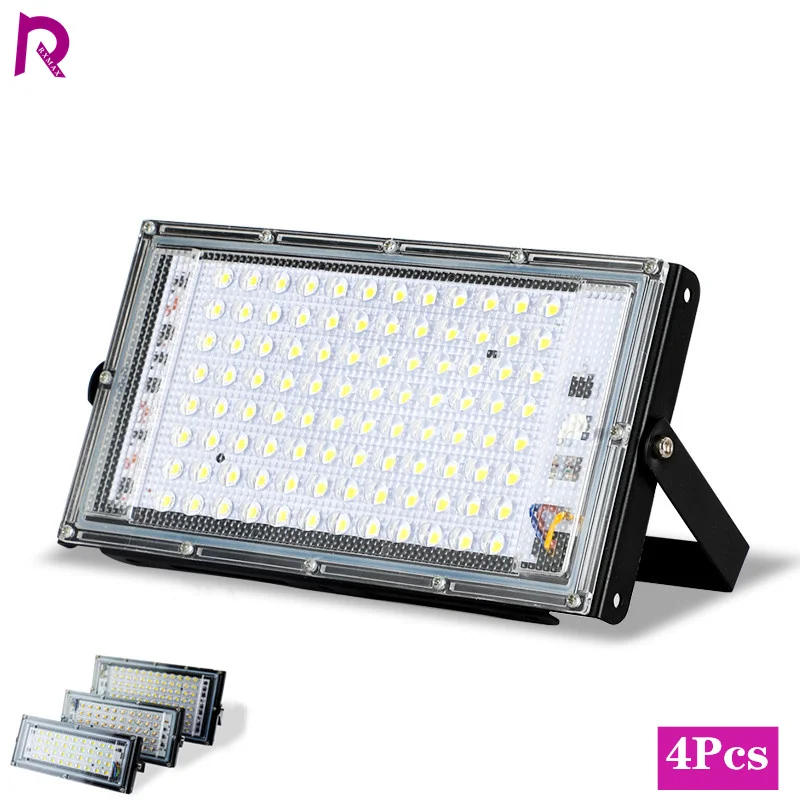 4pcs/lot Led Floodlight 50W 100W AC 110V 220V Outdoor Flood Light Spotlight LED Street Lamp Projector Exterior IP65 Waterproof