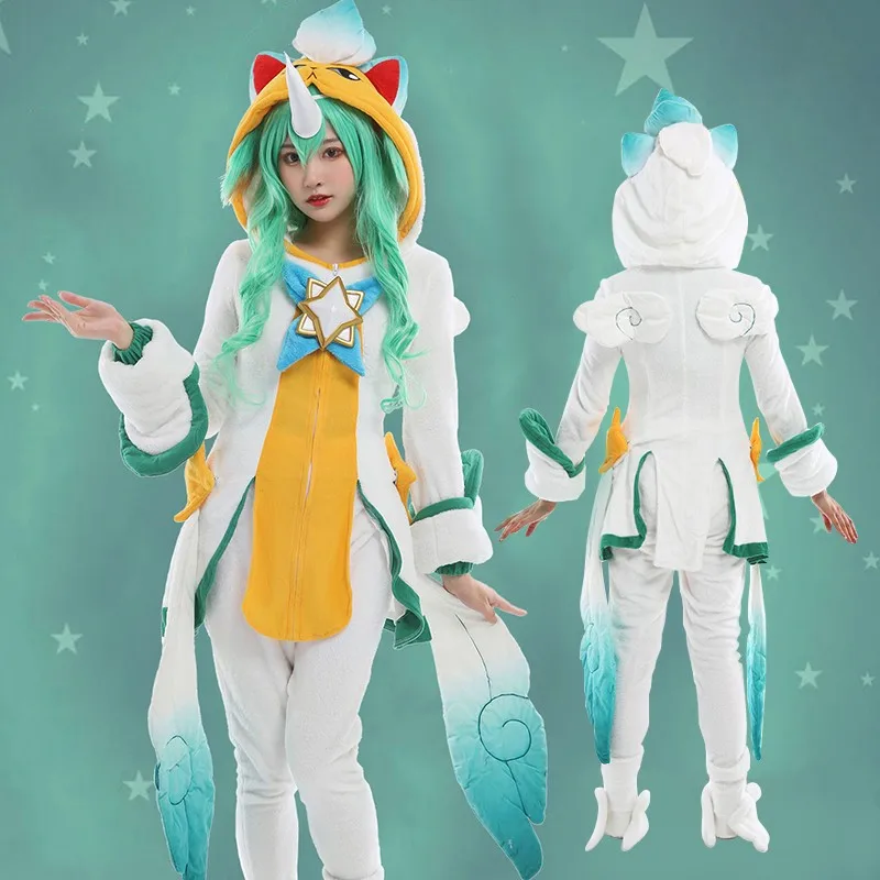 

Женский костюм для косплея LoL The Starchild Guardian Soraka, осенне-зимний женский костюм с длинным рукавом для Хэллоуина, полный комплект