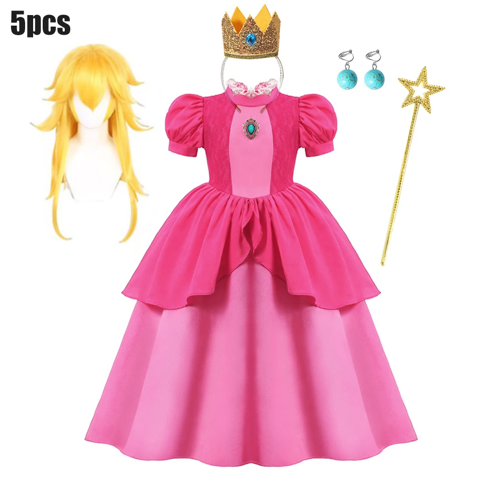 thumbnail image 1 of Disfraz de princesa de melocotón para mujer, vestido de princesa bella para fiesta de Halloween, vestido de cumpleaños para madre e hijos, fiesta de Carnaval, 1 of 5