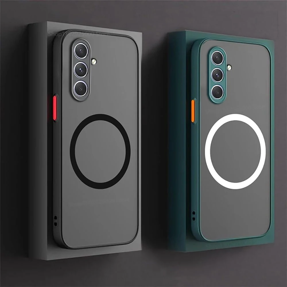 Enhanced Armor Matte Magnetic Phone Case with Frosted Wireless Charge Cover