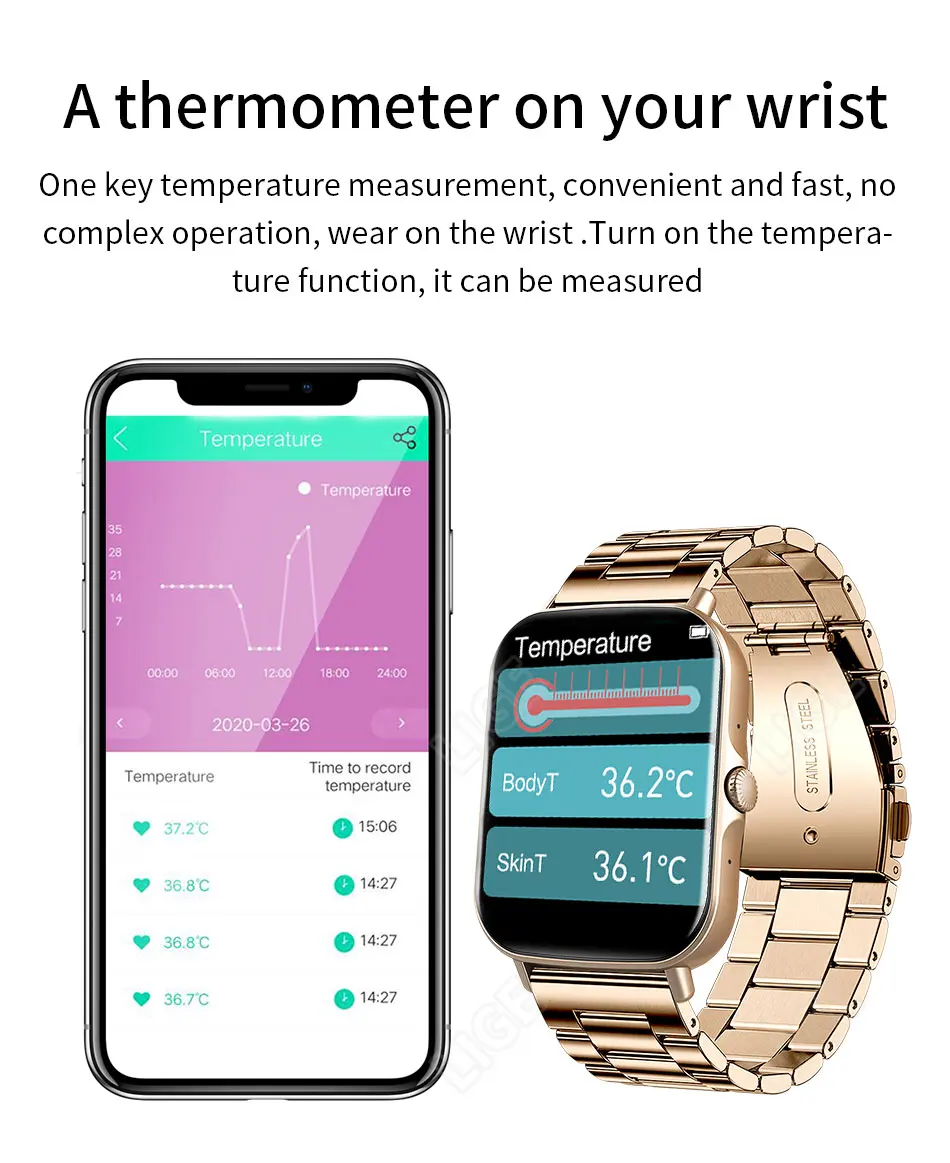 LIGE Watch нави занги занги Smart Watch мардон 2022 Full Touch ҳарорати бадан фитнес трекери обногузар мардон Smartwatch занон + Қутти