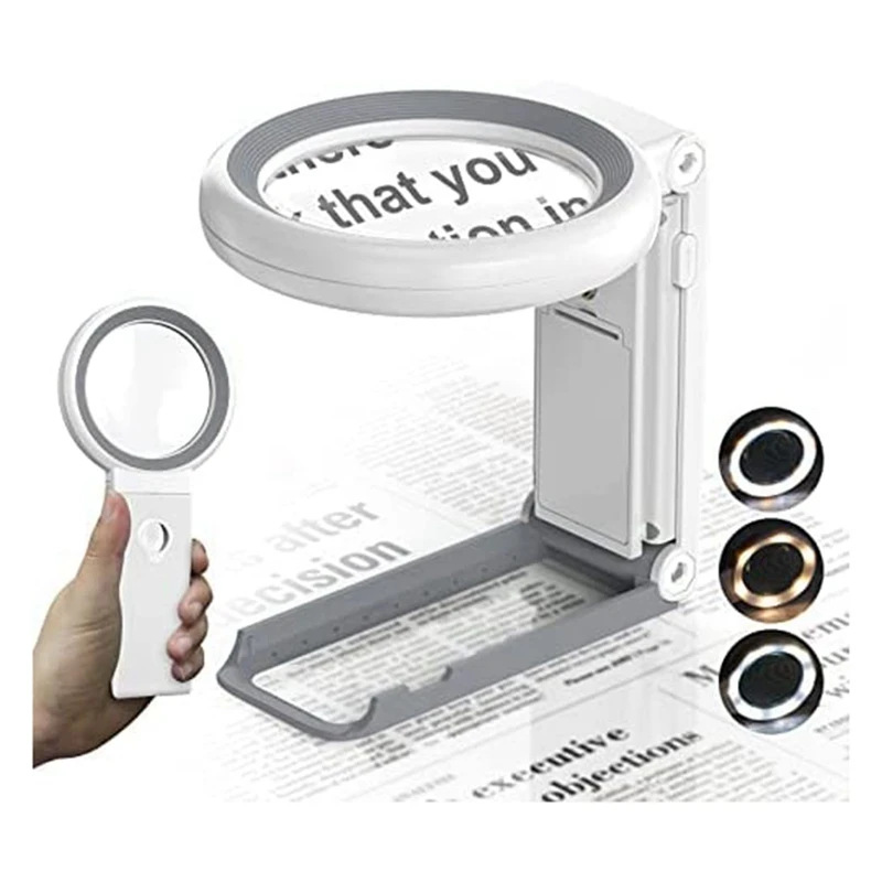 Magnifying Glass with 18 LED Lights, 30X Handheld Large Magnifying Glass  with 3 Modes, Illuminated Magnifier Glass for Seniors Read, Coins, Stamps