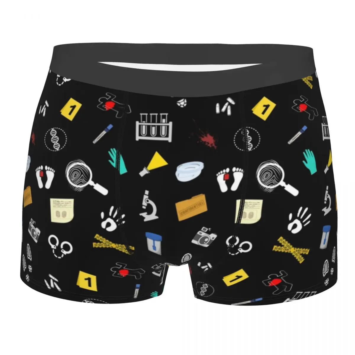 

Men Black True Crime Forensic Science Lover Boxer Shorts Panties Breathable Underwear Male Funny S-XXL Underpants