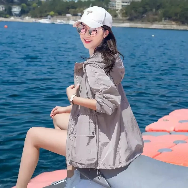 Women's Jacket With Hooded Sun Protection Clothing Women's Summer Thin Coat 2023 New Anti-Ultraviolet Breathable Shirt size 4XL