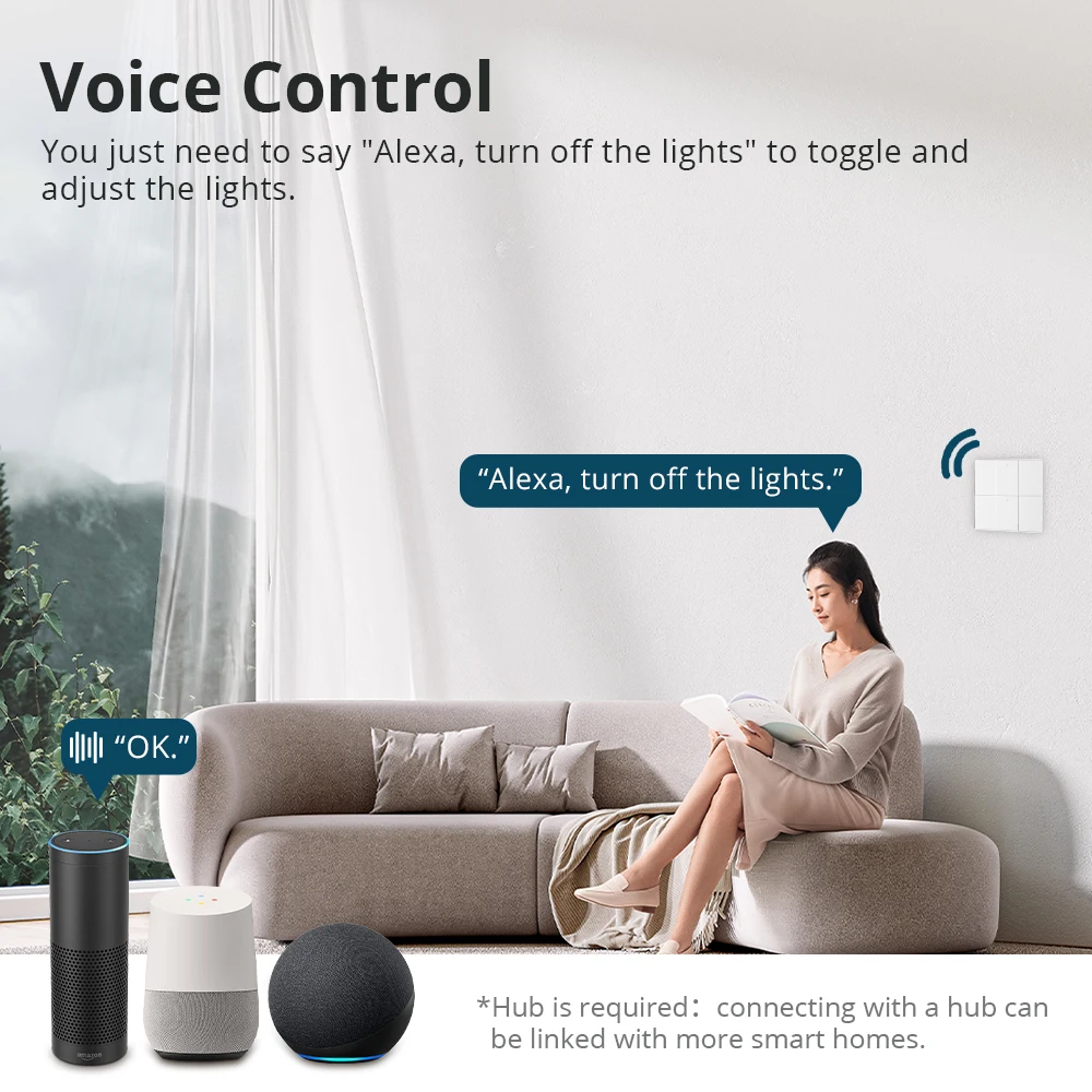 Zemismart Tuya Zigbee Gang Empurrar Interruptores de Luz de Parede 4x4 com Interruptor Neutro Alexa Google Casa Smartthings App Controle - Image 2