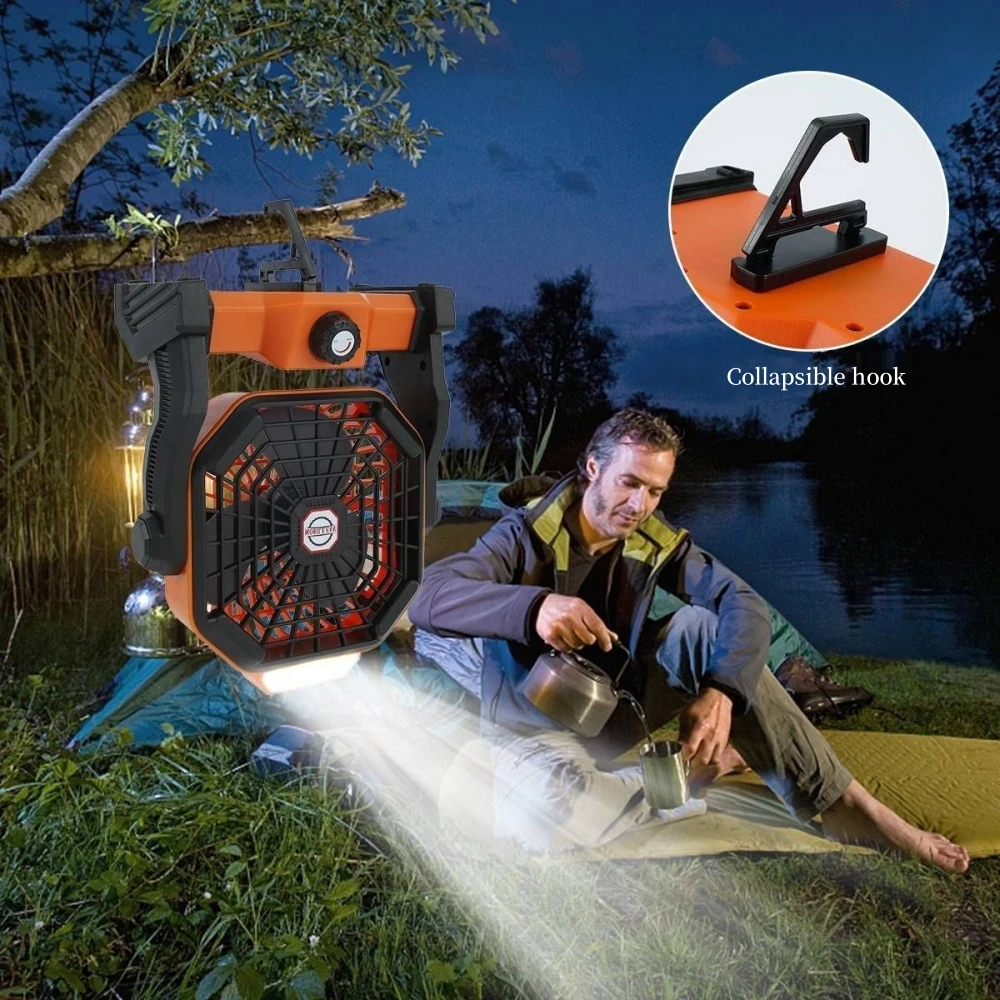 

Multifunctional Outdoor Camping Fan LED Lighting 2-in-1 Portable High Wind USB Charging Camping Fan Outdoor Camping Equipment