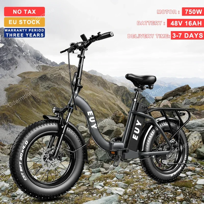 Euy Fatbike Electric E Bike City Bicicletta Elettrica 750W Motore 48V 16Ah Ebike 7 Velocità Pieghevole E Bike Fat Tire Urban Electric Bike