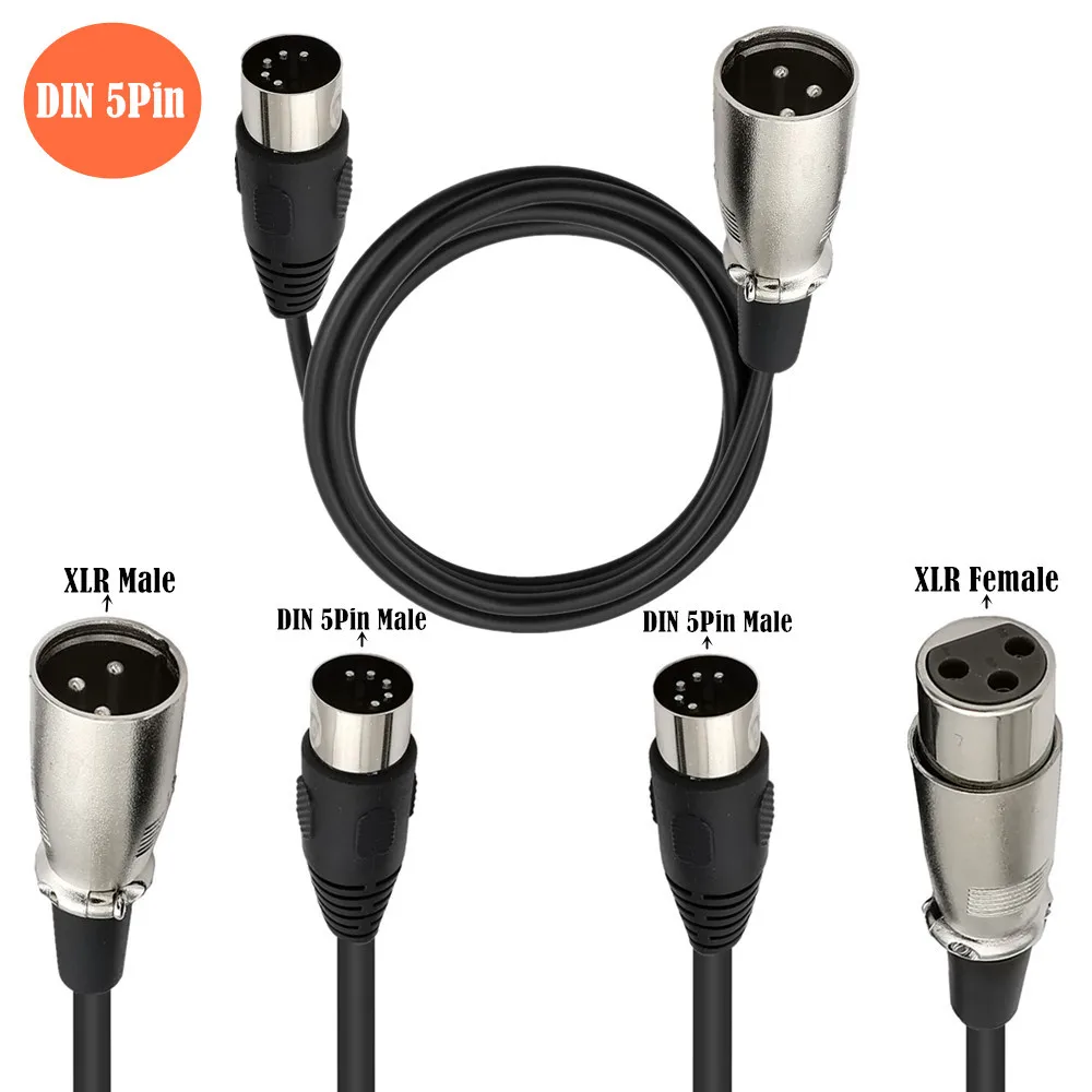 

DIN 5 Pins to XLR 3 Pins Audio cable for Match music instruments or cables with MIDI or XLR connector L:0.5M/1.5M