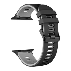 Premium Sports Silicone Wristband for 38mm 40mm 41mm (Black Grey)