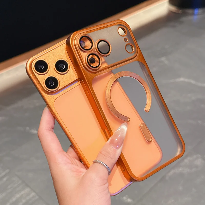 Luxury Magnetic Wireless Charging Phone Case For Iphone With Lens Guard_voghion.com