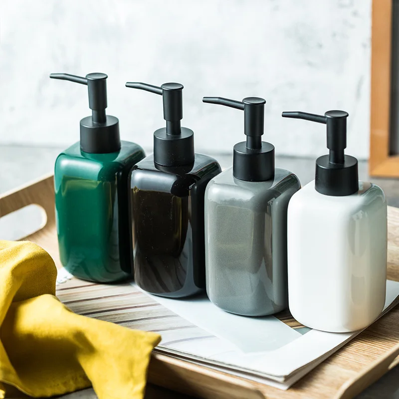 

Ceramic 300ml Soap Dispenser Luxury Liquid Soap Dispensers Bathroom Accessories Solid Color Hand Sanitizer Bottles Home Decor