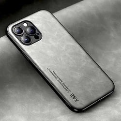 Premium Magnetic Sheepskin Leather Phone Case - Shockproof & Stylish Cover - iPhone 11 (LightGray)